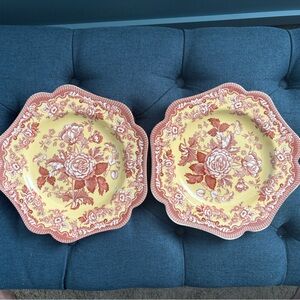 Bundle of 2 Spode Archive Collection “British Flowers Rosa” Accent Plates